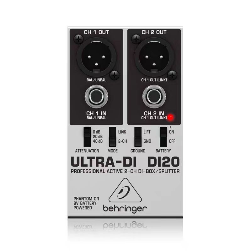 BEHRINGER/百灵达 DI20 双通道转平衡舞台吉他贝斯有源DI盒效果器