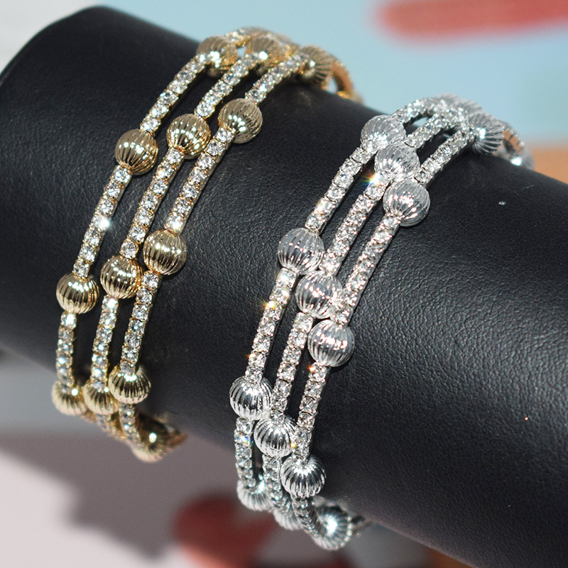 Ferroalloy Material Elegant Basic Geometric Ferroalloy Plating Inlay Rhinestones Women's Bangle