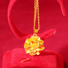 新款越南沙金花朵吊坠仿黄金饰品结婚喜庆项链坠子送女友妈妈礼物