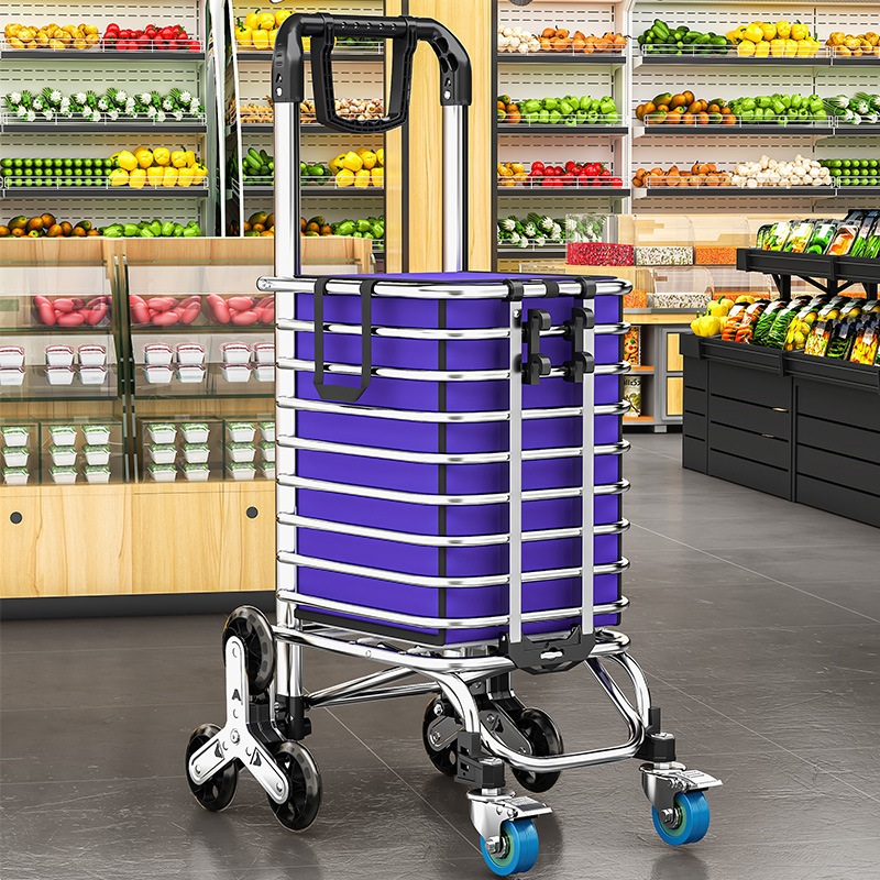 Compra de verduras pequeño carro de compras portátil doméstico plegable viejo escalera varilla de tracción pequeño carro red tracción remolque de carga