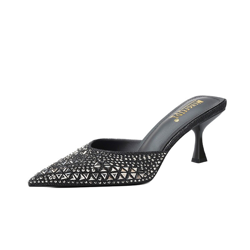 Red infrarroja vestida con tacones de diamante zapatillas de tacón alto para mujeres 2026 nuevo verano puntiaguda zapatillas de cabeza de paquete versátil image 6
