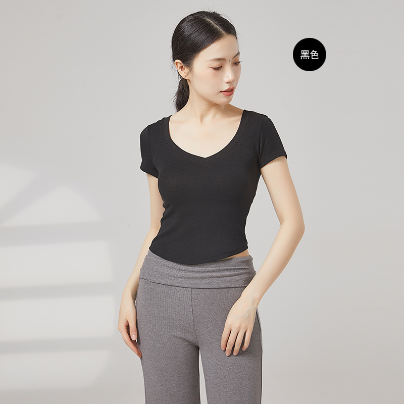 现代舞修身短袖舞蹈服古典舞夏季上衣练功服女成人形体服|undefined
