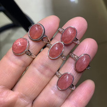 瑞宏鑫珠宝 复古 925纯银镶嵌 天然红纹宝石 时尚女戒指厂家批发