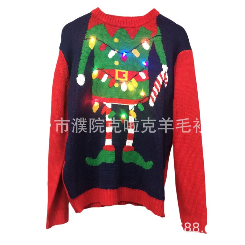 Led Light-Up Christmas Sweater Custom Production 2026 Spring New European and American Foreign Trade Holiday Ugly Sweater Customization