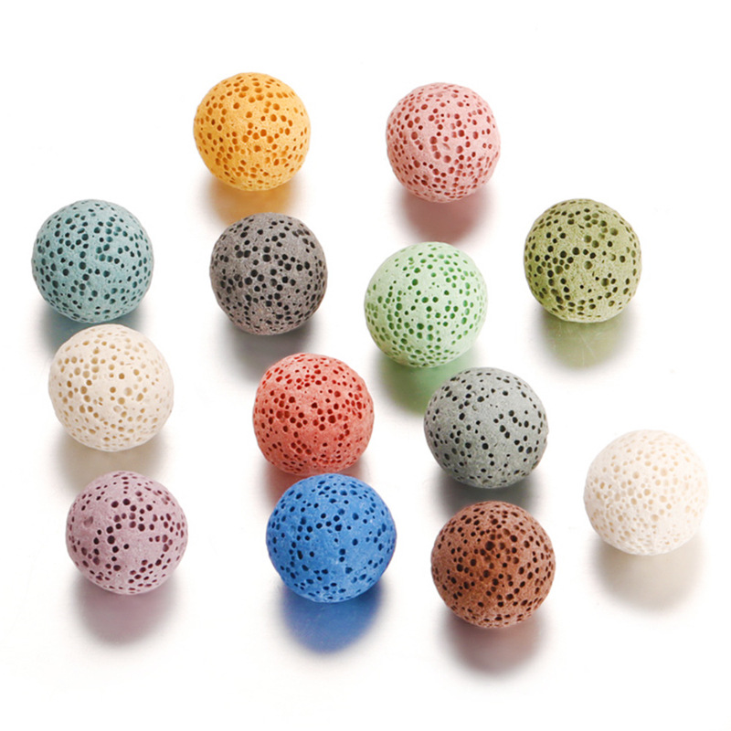 Mexican Nuclear Perfume Beads Aromatherapy Small Piece Necklace Accessories 16mm Colorful Volcanic Stone Balls 1 Piece
