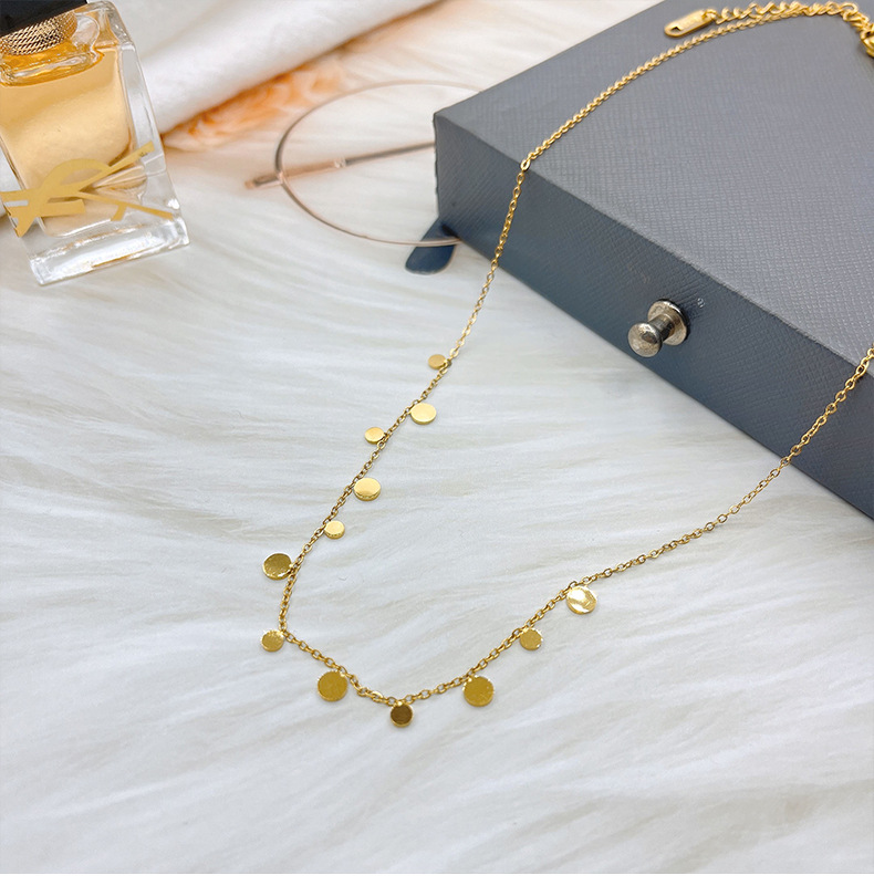 cable chain Chain Type Simple Style Round Square Water Droplets Titanium Steel Plating Necklace