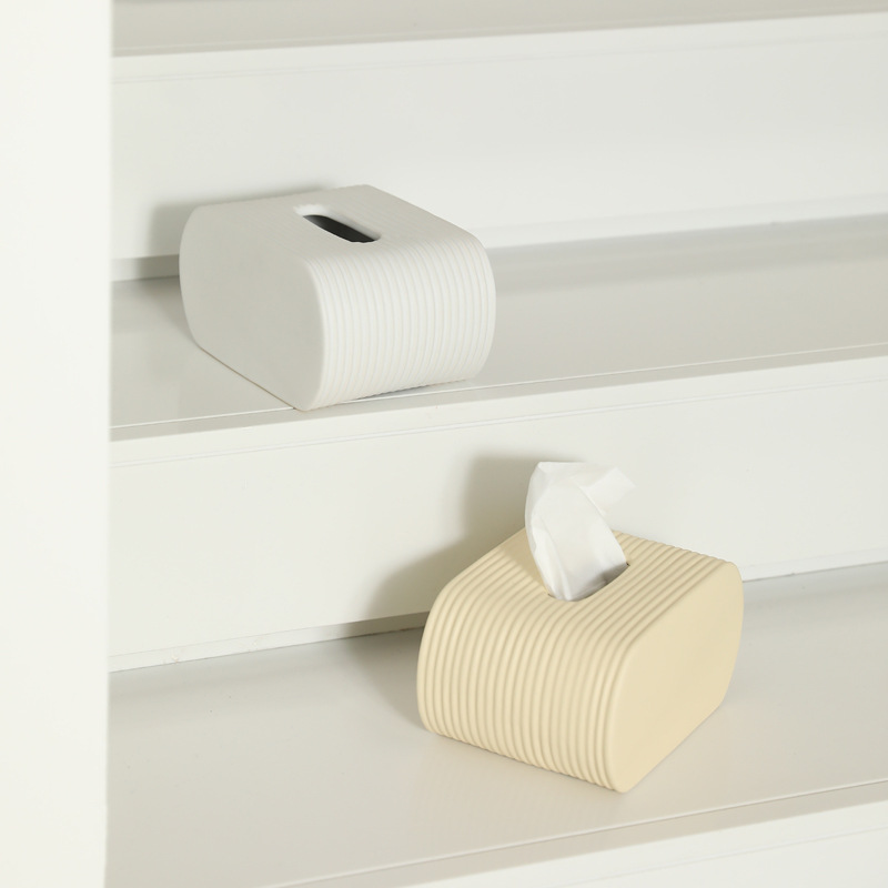 Ins caja de toallas de cerámica blanca y negra simple decoración de alta calidad moderna mesa de té casera caja de dibujo decoración de mesa