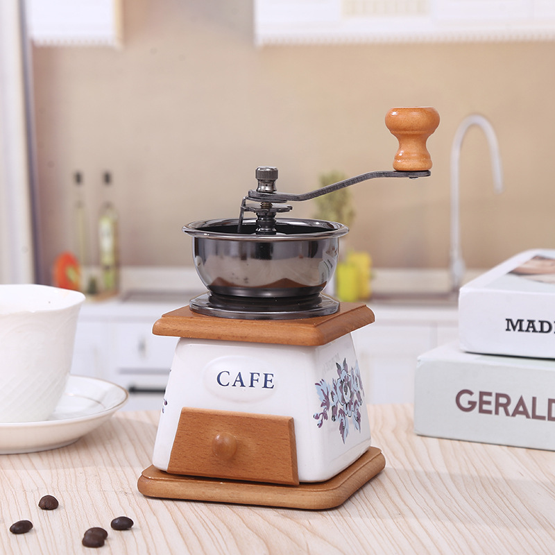 Hand-Cranked Coffee Grinder Retro Household Mini Manual Coffee Grinder Small Manual Coffee Tool Coffee Bean Grinder