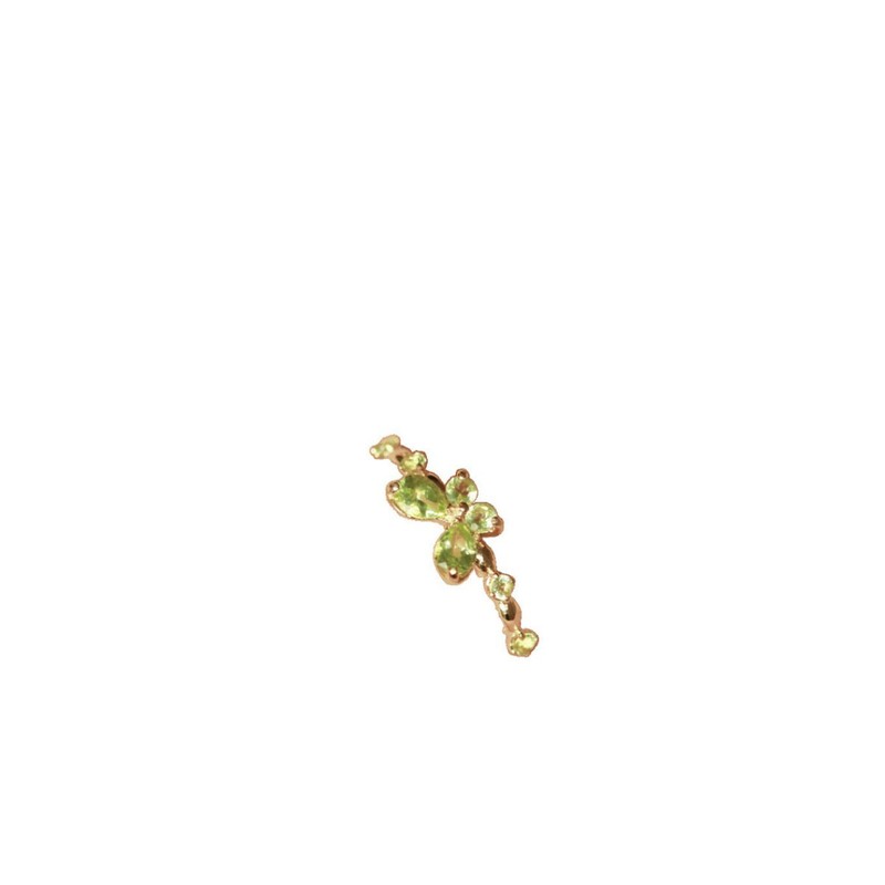 Love Rain Butterfly ミニ絶妙な小さな新鮮な高模造天然ペリドットライト高級多用途リングシルバー針イヤリングネックレス|undefined
