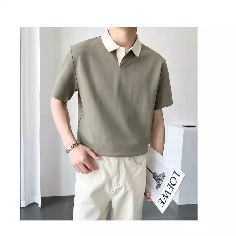 Summer silk polo, shirt for leisure, Japanese T-shirt, oversize
