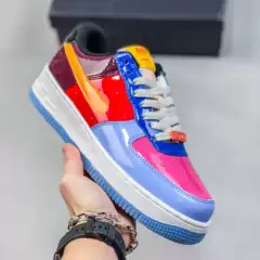 Pure Original Af1 Patent Leather Easter Egg Sneakers Anthony Joint Air Force One Colorful Stitching Men's and Women's Thick-Soled Sneakers