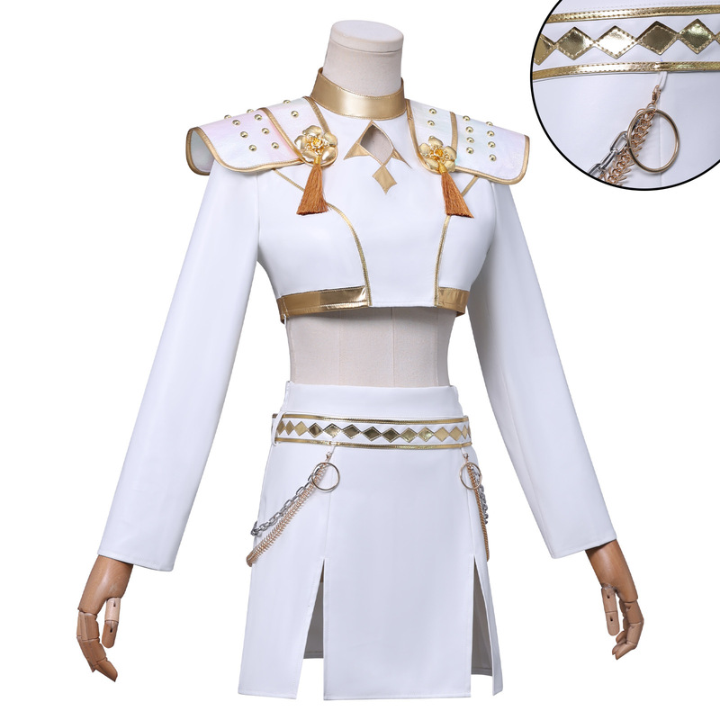 K-POP ハンターウィッチコス服ハンターウィッチゾーイホワイトレザーソングスーツコスプレハロウィンコスチューム|undefined