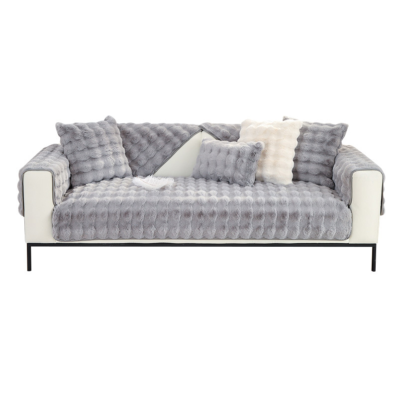 Koti ja puutarha Talvi korkealaatuinen kani pehmo sohvatyynyt luistamattomat tyynyt massiivipuu nahka sohvan päällinen koko kansi kangaspyyhe_voghion.com