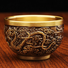 真鍮カップ龍鳳銅カップ杯金属工芸品オフィスお茶創意銅器酒杯銅カップ