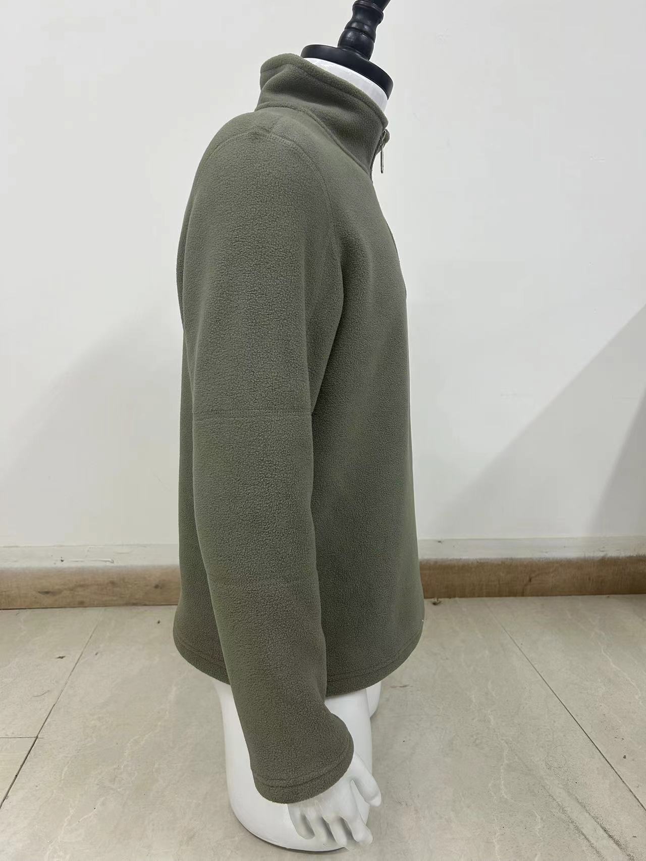 Giacca in pile confortevole a doppia faccia con collo alto, cardigan con mezza cerniera, maniche lunghe, trendy e versatile, 450 g_voghion.com