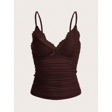 N 31462 Lace Ruffle Ruched Cami Tank ��˿���߳��޵�������