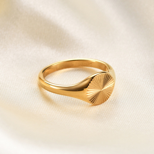 European and American INS stackable sunshine ring fashion jewelry gift 18K gold IP electroplated polished finger ring for women