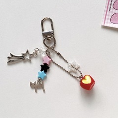 貓咪天馬行空》小貓五角星手機鏈可愛動物手工串珠童趣耳機包掛件