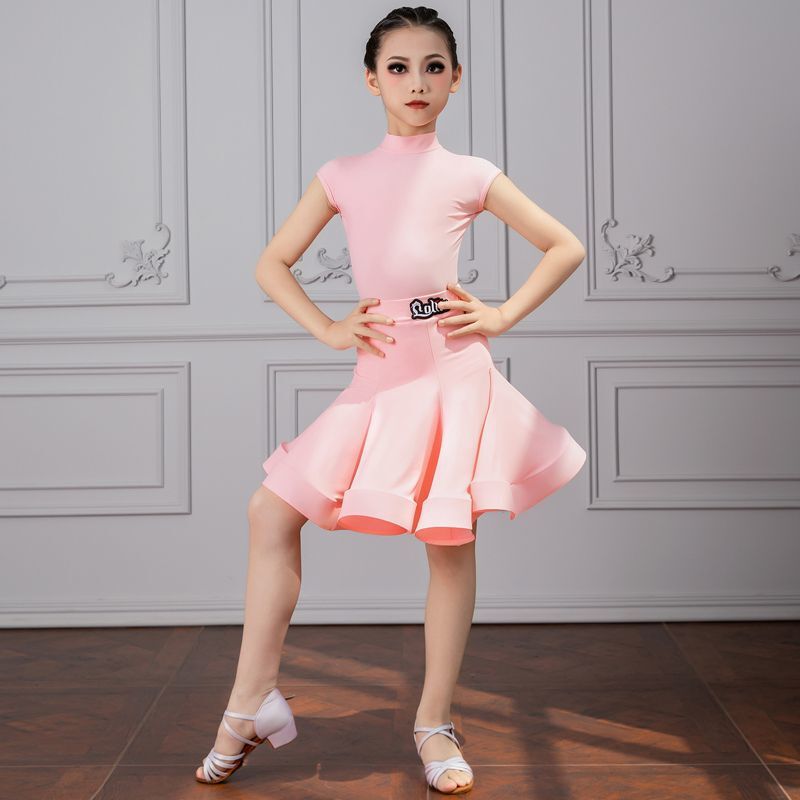 女の子向けラテンダンス競技服、プロの練習とパフォーマンス、規定の標準試験服、高級ノースリーブ夏服|undefined