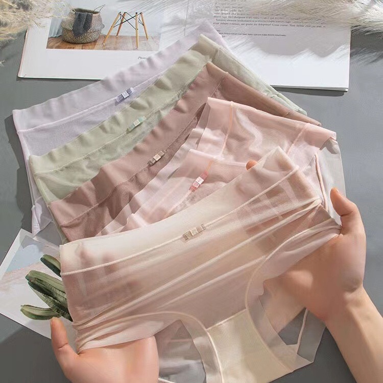 Four Seasons soft seamless lightweight ice silk quick-drying breathable simple bow mid-waist girl briefs