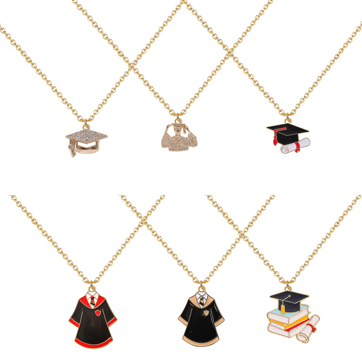 14g Weight Alloy Pendant Material Pendant Necklace Classification Alloy Chain Material cable chain Chain Type 1 Piece Quantity School, Graduation Occasion Alloy Material Doctoral cap, Student Clothes Pattern All Seasons Season Women's Gender Enamel, Plating Design Modern Style Style Modern Style Doctoral Cap Student Clothes Alloy Cable Chain Pendant Necklaces Wholesale 21