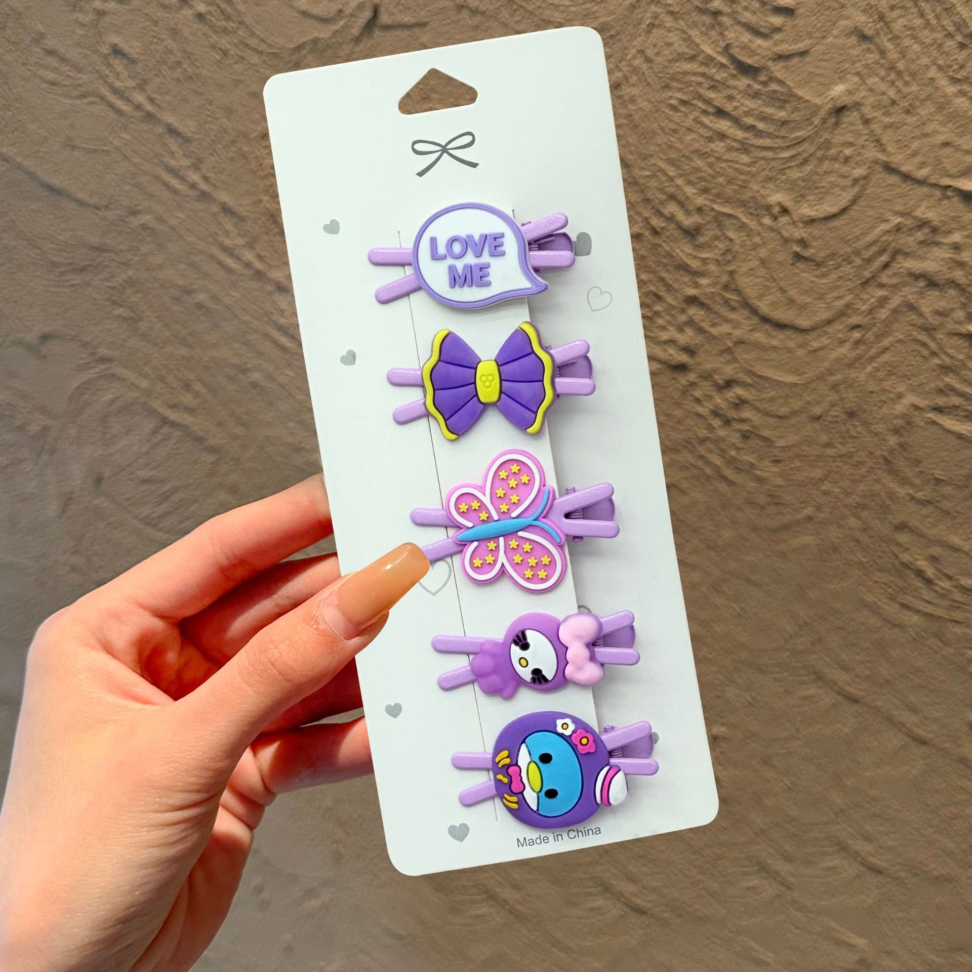 Lindo Sanrio lazo horquilla tocado niña bebé pinza de pelo roto flequillo juego de clip de una palabra para niña