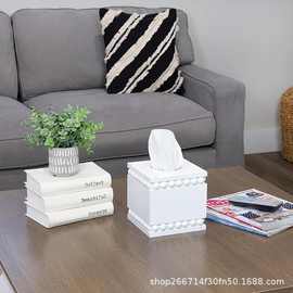 木制白色纸巾收纳盒 酒店餐厅办公室桌面餐巾纸盒家用实木纸巾盒