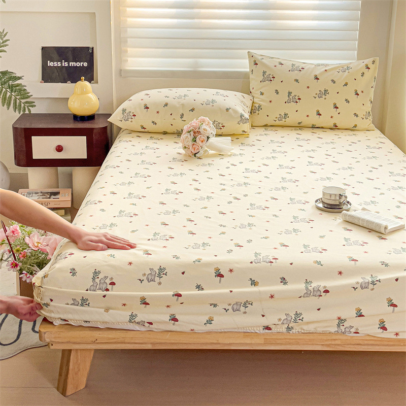 2025 nueva funda de cama de tela gruesa vieja de algodón de una sola pieza 100 funda de cama impresa de algodón para niños funda protectora de colchón individual 2