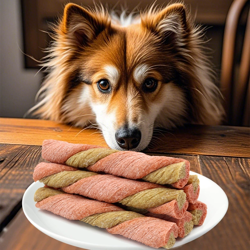 Двухцветная пышная палочка для прорезывания зубов, оптовая продажа, закуски для домашних животных, корм для собак, чистка зубов, костяная палочка, вращающаяся палочка, говядина, маленькая циклонная палочка, 100 г