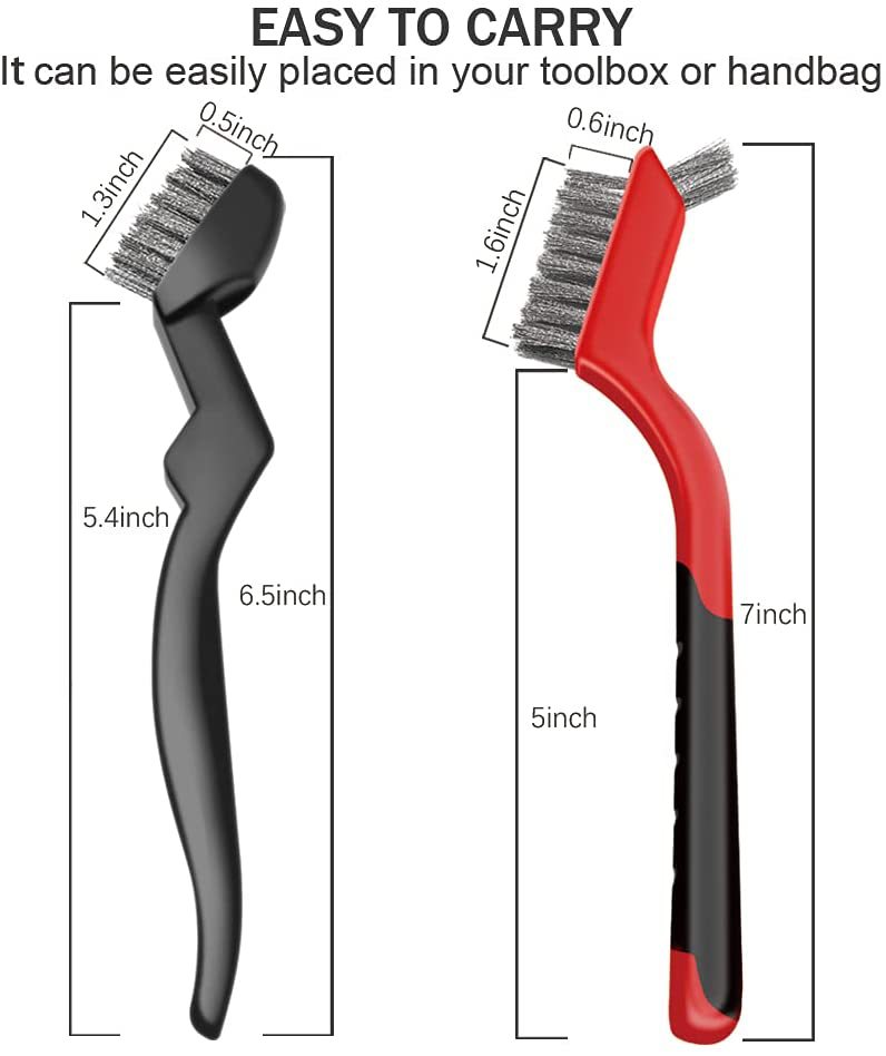 6-pack pequeño cepillo de alambre, traje de cepillo de limpieza incluye cepillo de latón cepillo de nylon cepillo de acero para limpiar escoria de soldadura