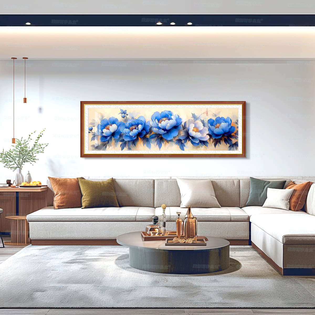 [Algodón importado] Mona Lisa Royal Punto de cruz Peonía azul Estilo chino Flor grande Sala de estar Bordado hecho a mano image 2