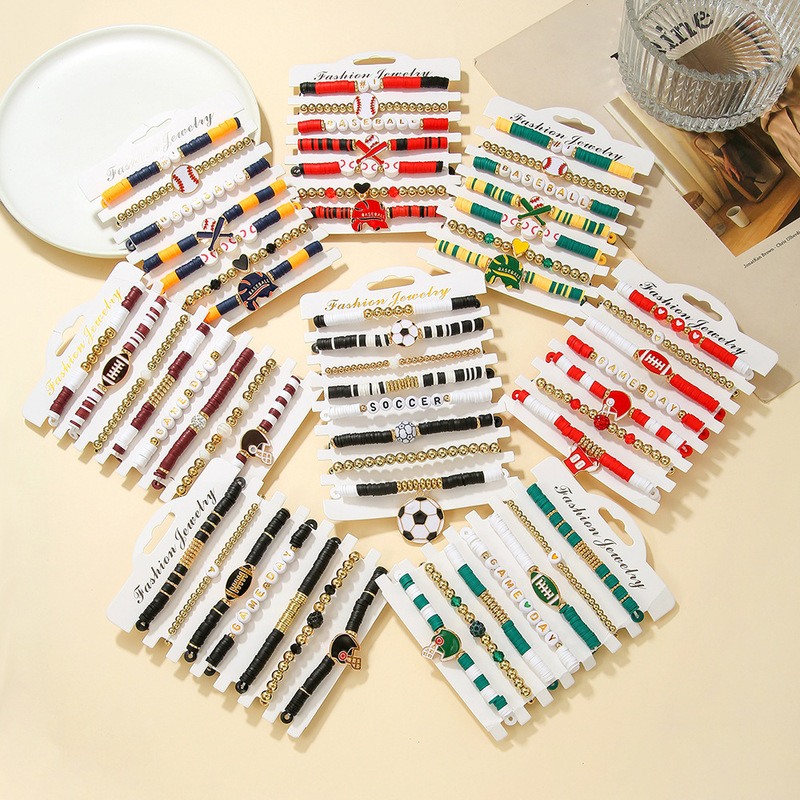Cross-Border Volleyball Bracelet Women's High-End Game Day Friendship Sports Love Letter Beaded Set Hand Jewelry Wholesale