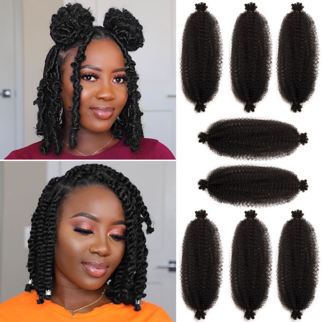 12 pulgadas Afro kinky curly marley trenzado pelo