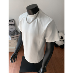 実拍爆金重ポンド正肩アメリカ半袖復古小襟ねじステッチtシャツ男H1078特520