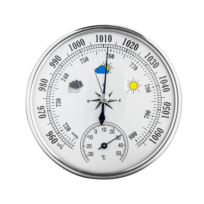 直径128mm温度计 气压计气象站空气温度表高精度家用晴雨表气压计