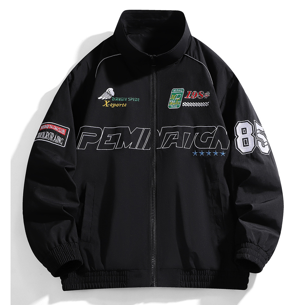 Veste décontractée pour jeunes en vol, haut à col montant à la mode, combinaison de cyclisme brodée pour hommes_voghion.com