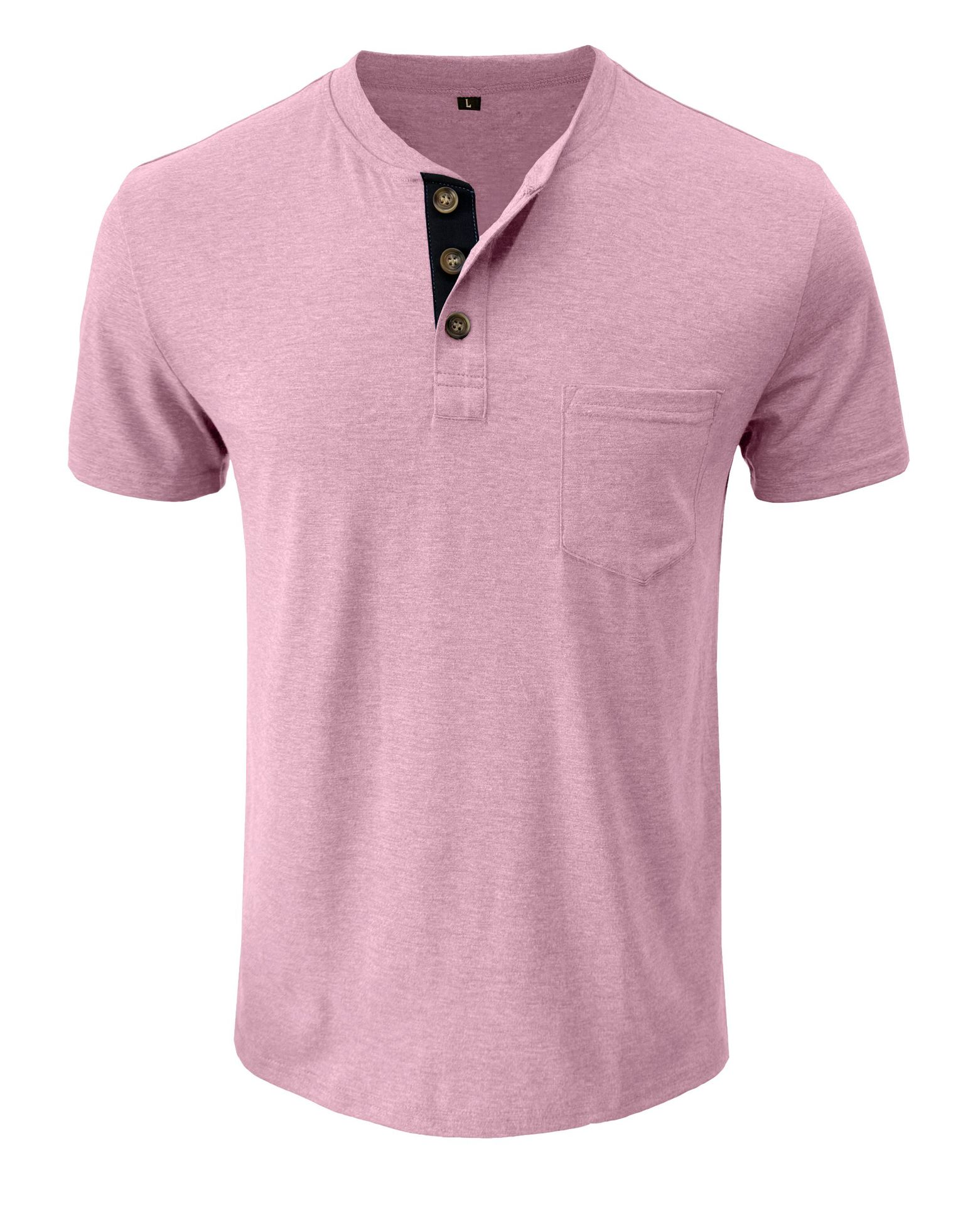 T-shirt henley uomo maniche corte top casual estivo girocollo_voghion.com