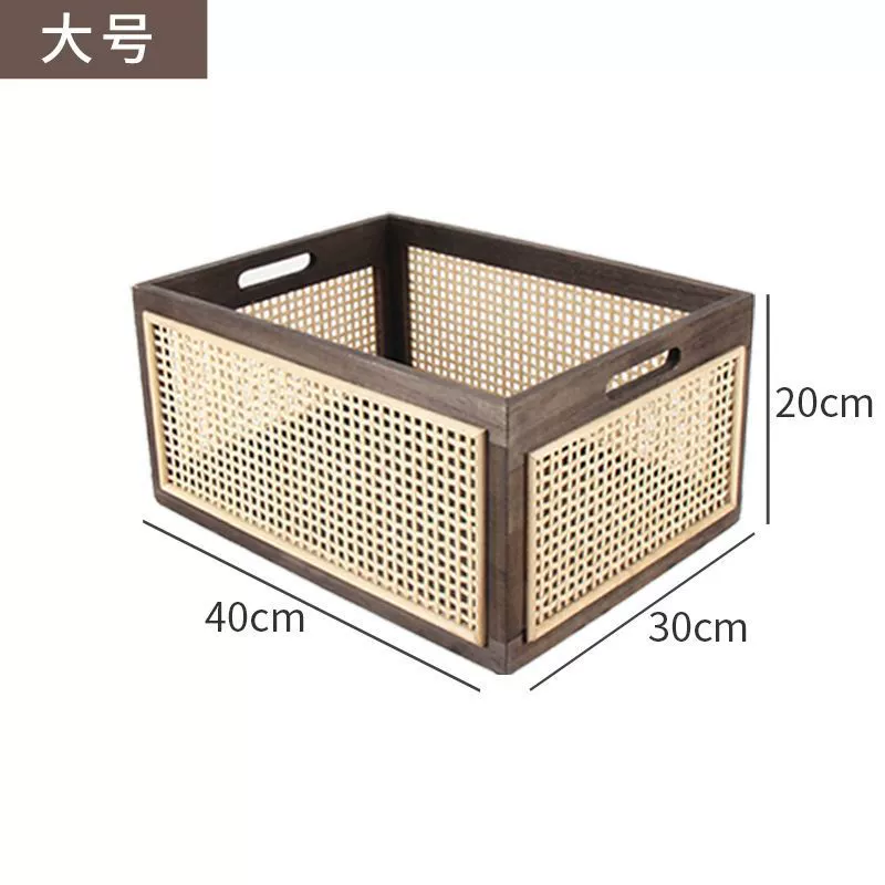 Retro table storage box from natural wood, storage basket, storage system
