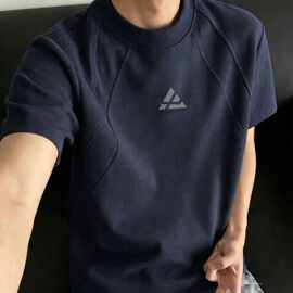 跨境男士短袖t恤短袖男款夏季解构拼接t恤痞帅韩版感半截袖男