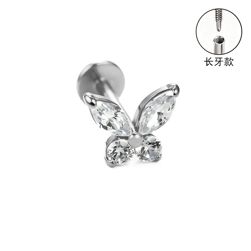 F136 Titanium Alloy Ear Studs Carved Long Tooth Ear Bone Studs Zirconia Lip Studs G23 Titanium Body Piercing Jewelry detail image 23