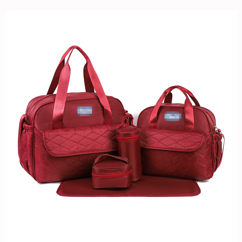 Conjunto de Cinco Piezas de Bolsa Maternal Acolchada con Diseño de Cuadros, Bolsa Maternal Multifuncional de Gran Capacidad para Guardar Pañales, de Hombro o Cruzada