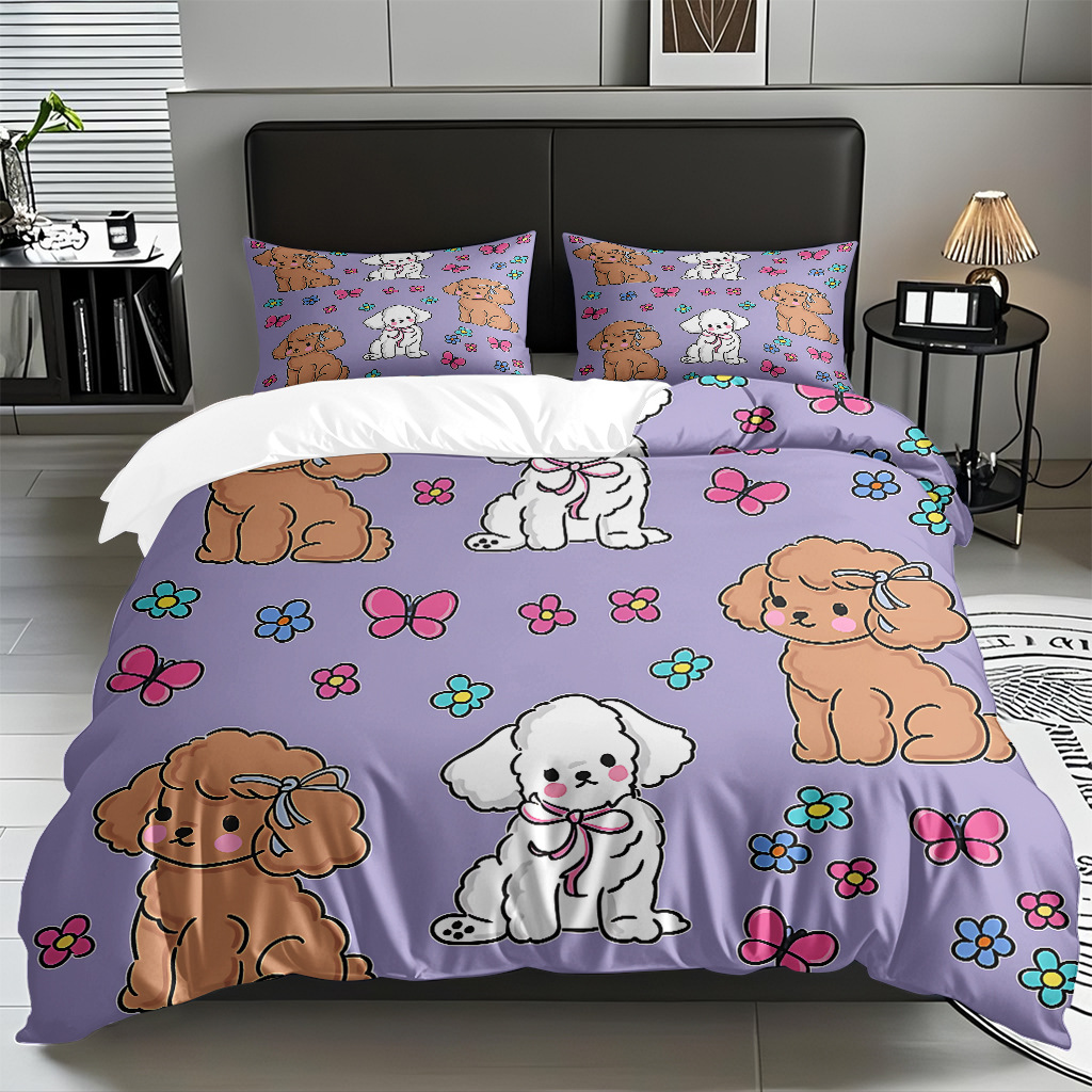 Pro-piel abrasivo dibujos animados perros digital impresión set edredón fuente de venta caliente transfronteriza soporte de fábrica TEMU / JIT