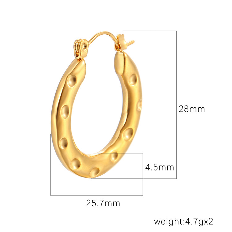 Pendientes de punto redondo transfronterizo europeo y americano de alto grado de las mujeres geométricas de moda versátil de 18K pendientes de acero inoxidable