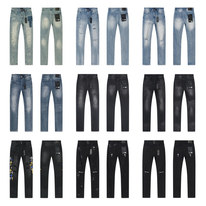26Ss Trendy Brand Rta R+A Vintage Washed Distressed Embroidered Letter Heavy-Duty Skinny Jeans Long Pants Unisex
