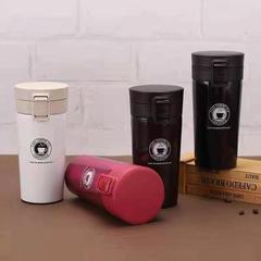 Outdoor 304 Stainless Steel Vacuum Coffee Cup with Bouncing Lid Insulated Cup Car Advertising Gift Cup for Logo Wholesale