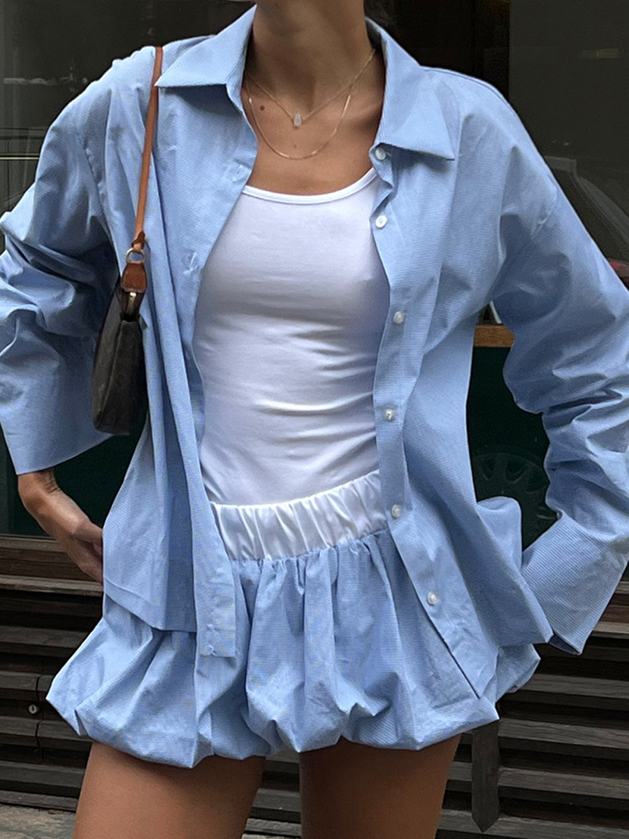Damen Karohemd Und Tulpenrock Set Sommer Outfit Freizeitstil_voghion.com