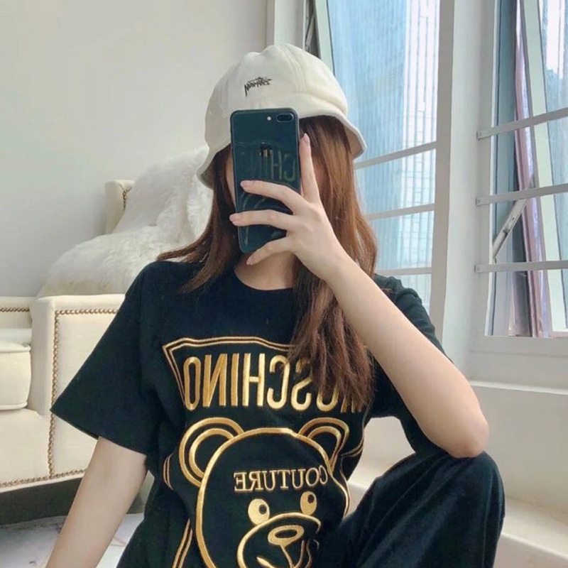 MOSCHINO MOSCHINO 2023 early autumn parent-child Bear cartoon short-sleeved T-shirt couple men and women