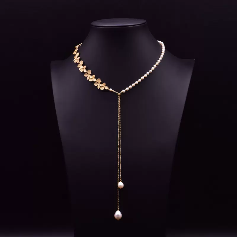 天然淡水珍珠项链女款小众设计感民族风毛衣链ins风吊坠首饰批发