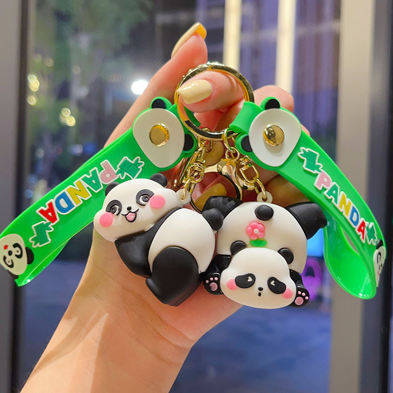 New Panda Keychain Swimming and Playing Panda Doll Bag Pendant Car Keychain Gift Manufacturer Wholesale