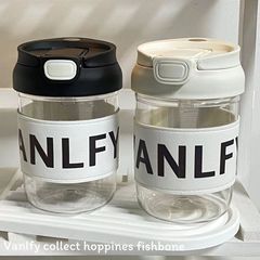 新款高級感雙飲口塑料杯 耐熱防燙女生冷淡風高顏值便攜喝水杯子